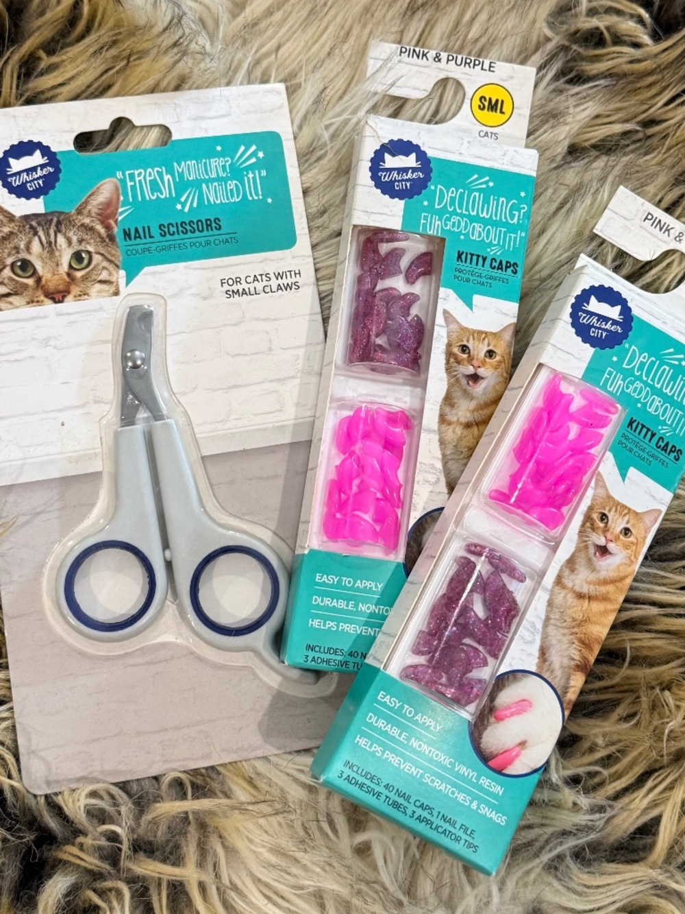 Whisker City Brand 2 Sets of Kitty (Claw) Caps and Nail Scissors for Cats (OS)